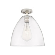 Innovations Crown Point 1Lt 12" Bristol Flush, SN/Clear - 434-1F-SN-GBD-122