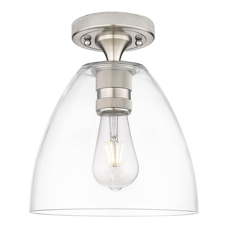 Innovations Crown Point 9" Bristol Flush Mount, SN/Clear - 434-1F-SN-GBD-92