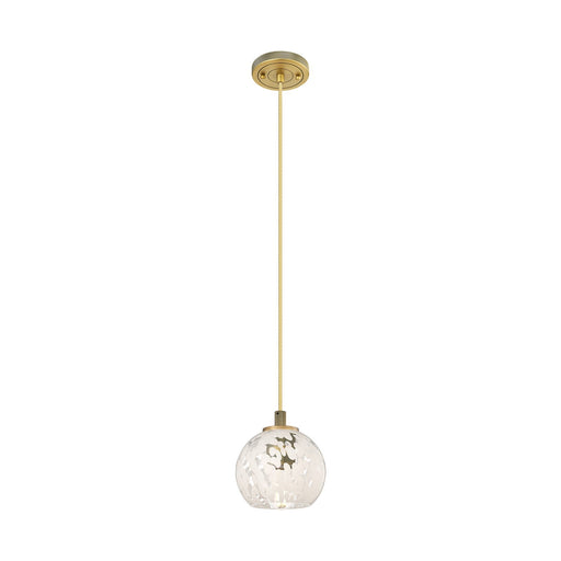 Innovations White Mouchette 6in 1-Light Pendant | Industrial Brushed Brass and White Glass | Kitchen Island & Dining Room | Model 434-1P-BB-G1216-6WM