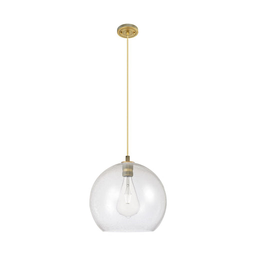 Innovations Astor 14in 1-Light Pendant | Industrial Brushed Brass and Seedy Glass | Kitchen Island & Dining Room | Model 434-1P-BB-G124-14