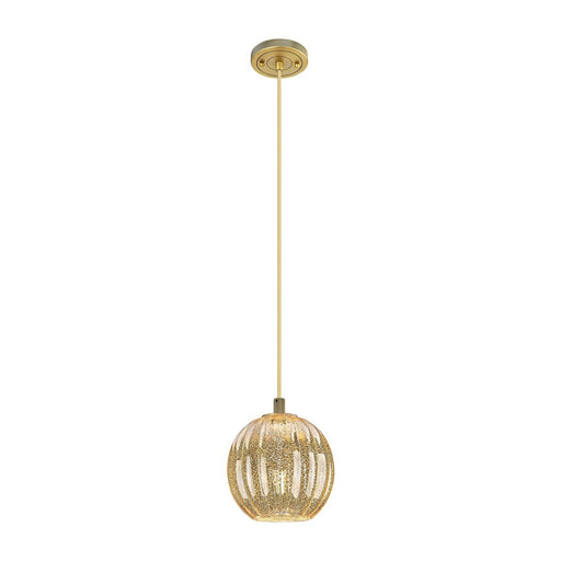Innovations Preston Globe 7in 1-Light Pendant | Industrial Brushed Brass and Mercury Glass | Kitchen Island & Dining Room | Model 434-1P-BB-G458-7ME