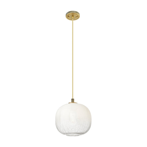 Innovations Brookhaven Sphere 10in 1-Light Pendant | Industrial Brushed Brass and Opal Glass | Kitchen Island & Dining | Model 434-1P-BB-G481-10OP