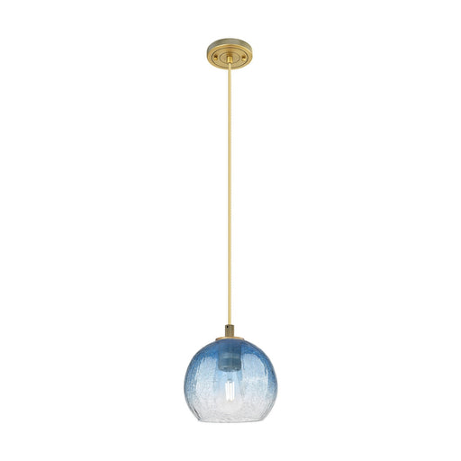 Innovations Brookhaven Globe 7.8in 1-Light Pendant | Industrial Brushed Brass and Sapphire Blue Glass | Kitchen Island | Model 434-1P-BB-G483-8SB