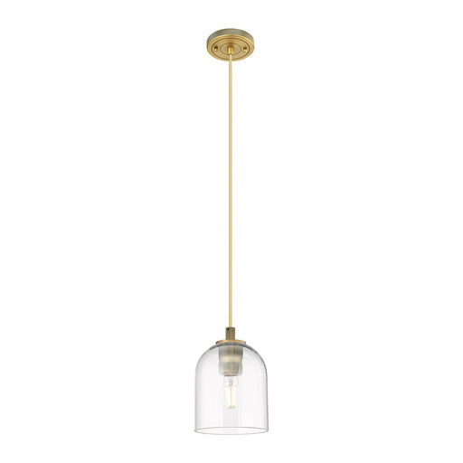 Innovations Bella 5.5in 1-Light Pendant | Industrial Brushed Brass and Clear Glass | Kitchen Island & Dining Room | Model 434-1P-BB-G558-6CL