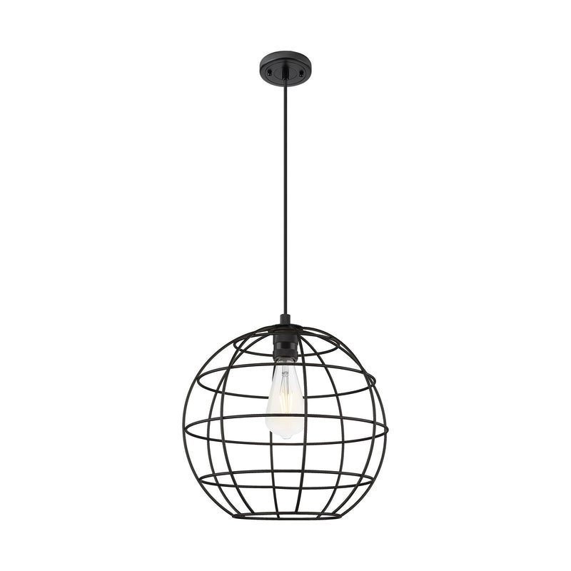 Innovations Lake Placid 16in 1-Light Pendant | Industrial Matte Black Metal Shade | Kitchen Island & Dining Room | Model 434-1P-BK-CE-16-BK