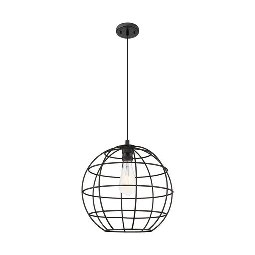 Innovations Lake Placid 16in 1-Light Pendant | Industrial Matte Black Metal Shade | Kitchen Island & Dining Room | Model 434-1P-BK-CE-16-BK