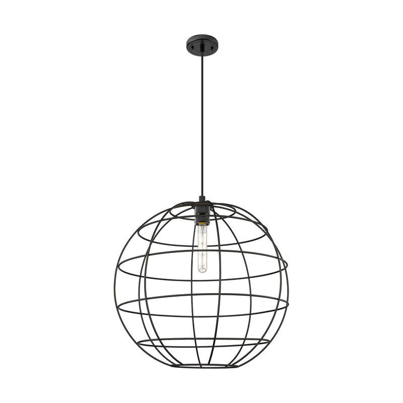 Innovations Lake Placid 22in 1-Light Pendant | Industrial Matte Black and Matte Black Metal Shade | Kitchen Island | Model 434-1P-BK-CE-22-BK