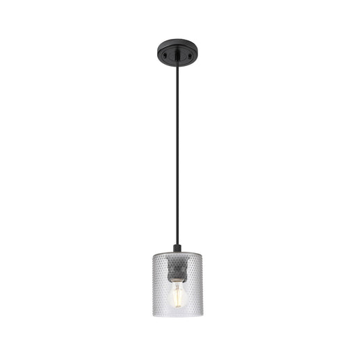 Innovations Cobbleskill 5in 1-Light Pendant | Industrial Matte Black and Clear Glass | Kitchen Island & Dining Room | Model 434-1P-BK-G112