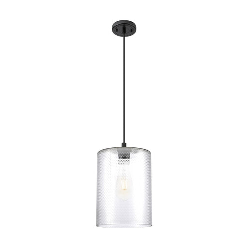 Innovations Cobbleskill 9in 1-Light Pendant | Industrial Matte Black and Clear Glass | Kitchen Island & Dining Room | Model 434-1P-BK-G112-L