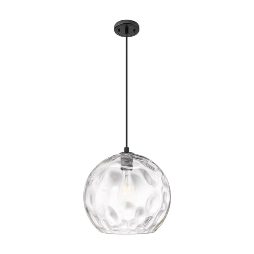 Innovations Athens Water Glass 13in 1-Light Pendant | Industrial Matte Black and Clear Glass | Kitchen Island & Dining | Model 434-1P-BK-G1215-14