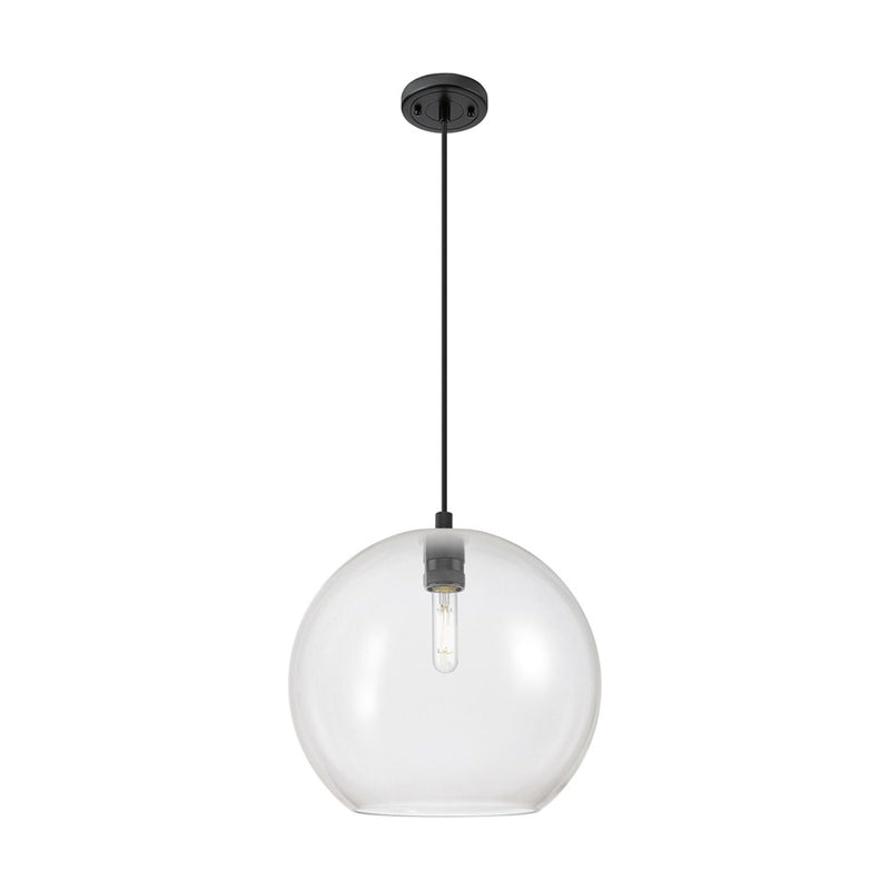 Innovations Crown Point 1Lt 12" Athens Cord Pendant, BK/CL - 434-1P-BK-G122-12