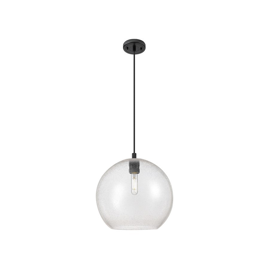 Innovations Crown Point 1Lt 12" Athens Cord Pendant, BK/Seed - 434-1P-BK-G124-12