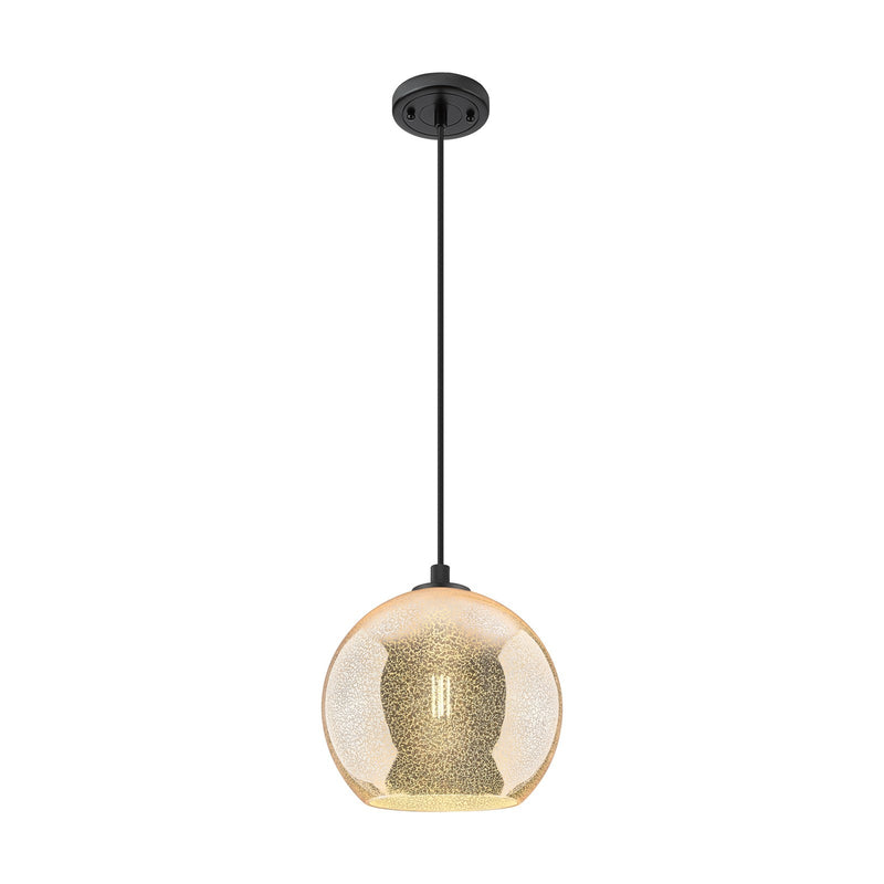 Innovations Athens 10in 1-Light Pendant | Industrial Matte Black and Mercury Glass | Kitchen Island & Dining Room | Model 434-1P-BK-G128-10