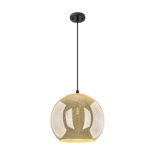 Innovations Astor 14in 1-Light Pendant | Industrial Matte Black and Mercury Glass | Kitchen Island & Dining Room | Model 434-1P-BK-G128-14