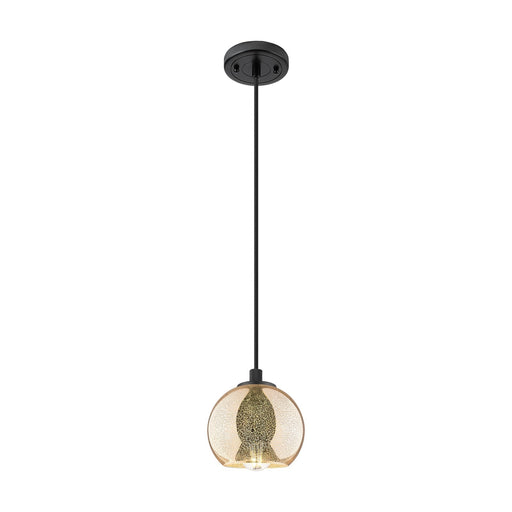 Innovations Athens 6in 1-Light Pendant | Industrial Matte Black and Mercury Glass | Kitchen Island & Dining Room | Model 434-1P-BK-G128-6