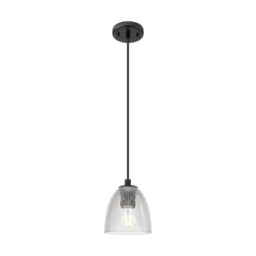 Innovations Castile 6in 1-Light Pendant | Industrial Matte Black and Clear Dome Glass | Kitchen Island & Dining Room | Model 434-1P-BK-G382