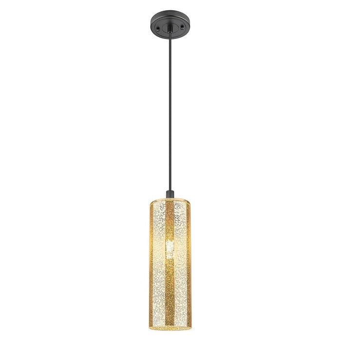 Innovations Crown Point 12" Cord Pendant, Black/Mercury - 434-1P-BK-G434-12ME