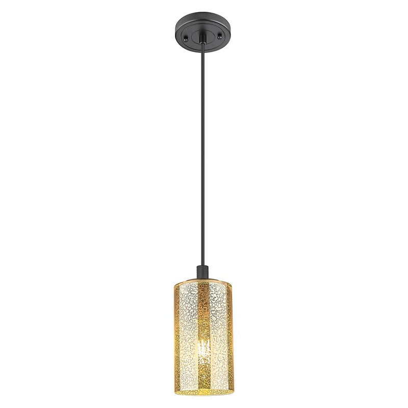 Innovations Crown Point 1Lt 7" Cord Pendant, Black/Mercury - 434-1P-BK-G434-7ME