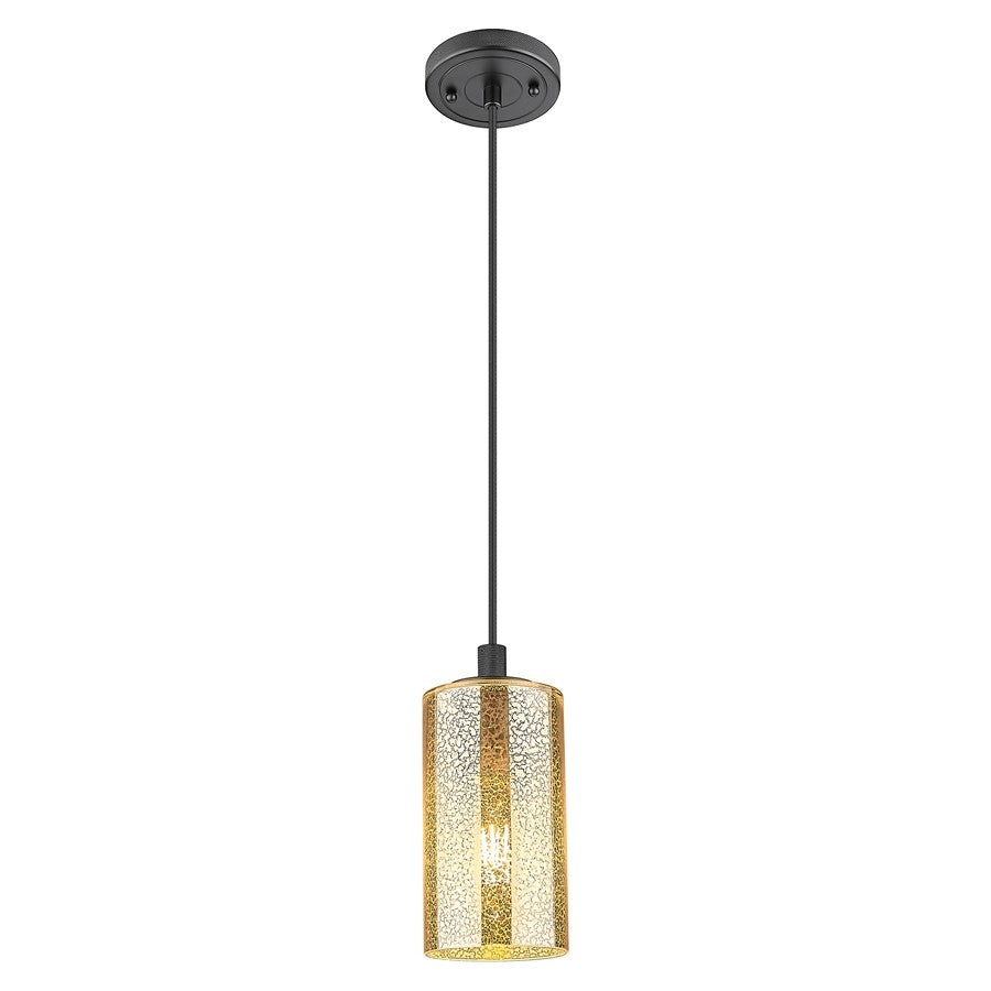 Innovations Crown Point 1Lt 7" Cord Pendant, Black/Mercury - 434-1P-BK-G434-7ME