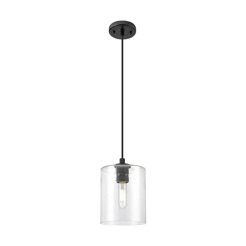 Innovations Paladin 7in 1-Light Pendant | Industrial Matte Black and Seedy Glass | Kitchen Island & Dining Room | Model 434-1P-BK-G4424-7