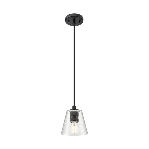 Innovations Caton 6in 1-Light Pendant | Industrial Matte Black and Frosted Glass | Kitchen Island & Dining Room | Model 434-1P-BK-G454