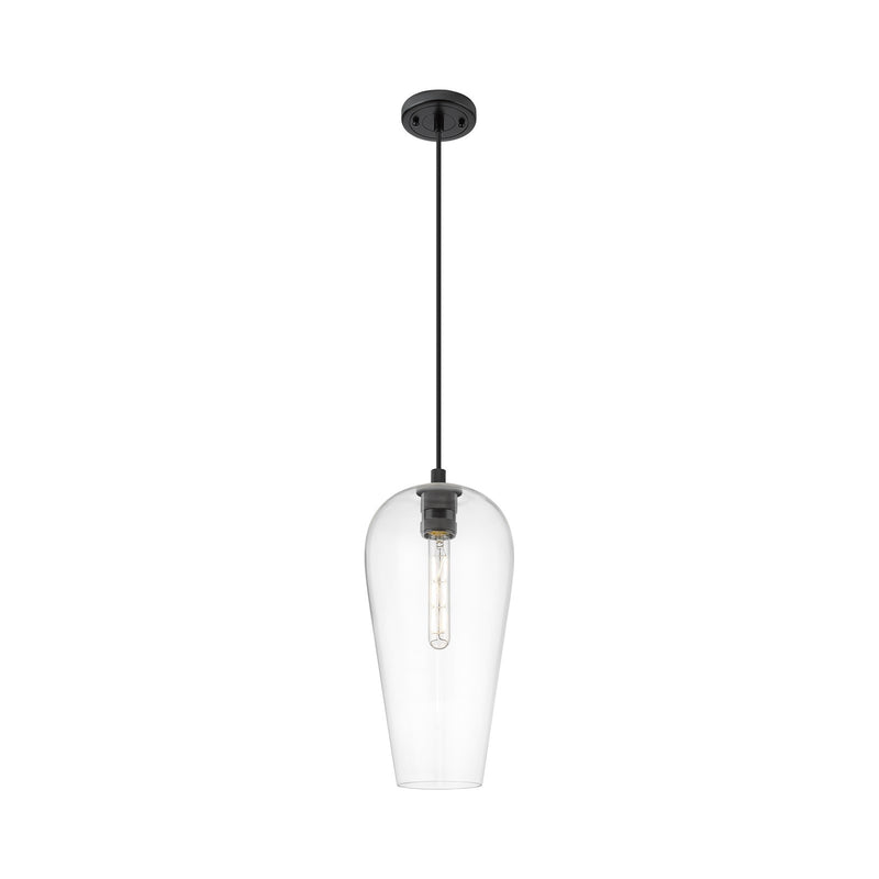 Innovations Chelsea 8in 1-Light Pendant | Industrial Matte Black and Clear Glass | Kitchen Island & Dining Room | Model 434-1P-BK-G456-8CL