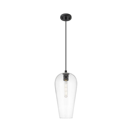 Innovations Chelsea 8in 1-Light Pendant | Industrial Matte Black and Clear Glass | Kitchen Island & Dining Room | Model 434-1P-BK-G456-8CL
