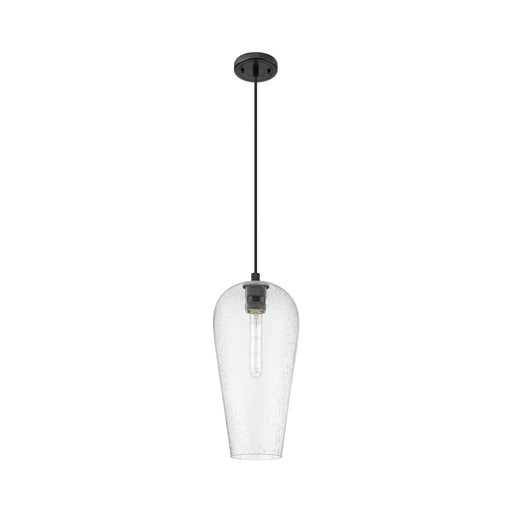Innovations Chelsea 8in 1-Light Pendant | Industrial Matte Black and Seedy Glass | Kitchen Island & Dining Room | Model 434-1P-BK-G456-8SDY