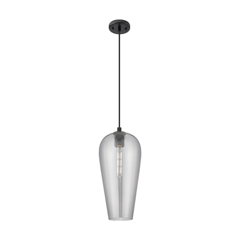 Innovations Chelsea 8in 1-Light Pendant | Industrial Matte Black and Light Smoke Glass | Kitchen Island & Dining Room | Model 434-1P-BK-G456-8SM