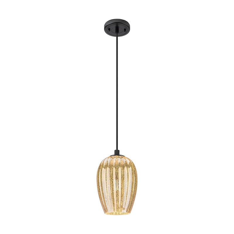 Innovations Preston Flute 6in 1-Light Pendant | Industrial Matte Black and Mercury Glass | Kitchen Island & Dining Room | Model 434-1P-BK-G457-6ME
