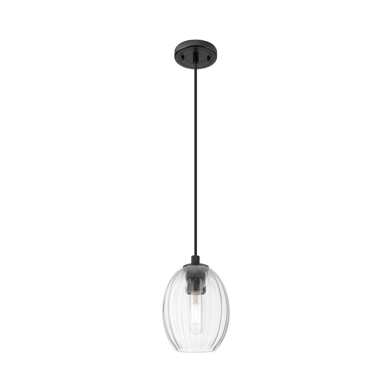 Innovations Preston Bulb 6in 1-Light Pendant | Industrial Matte Black and Clear Glass | Kitchen Island & Dining Room | Model 434-1P-BK-G459-6CL