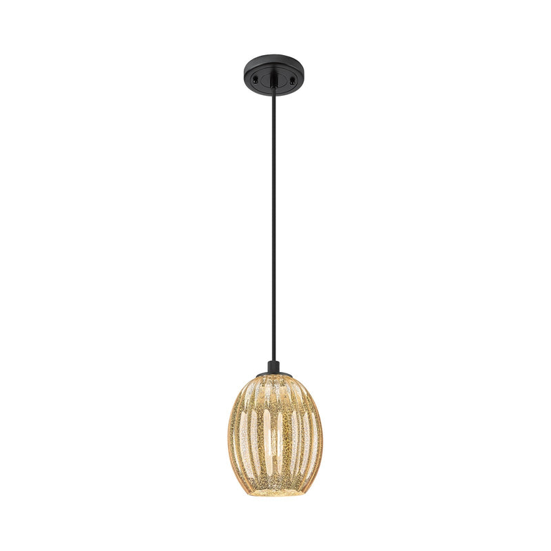 Innovations Preston Bulb 6in 1-Light Pendant | Industrial Matte Black and Mercury Glass | Kitchen Island & Dining Room | Model 434-1P-BK-G459-6ME