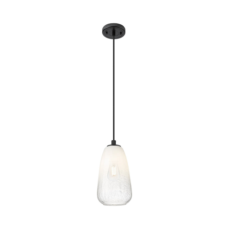 Innovations Brookhaven Almond 6in 1-Light Pendant | Industrial Matte Black and Opal Glass | Kitchen Island & Dining Room | Model 434-1P-BK-G480-6OP