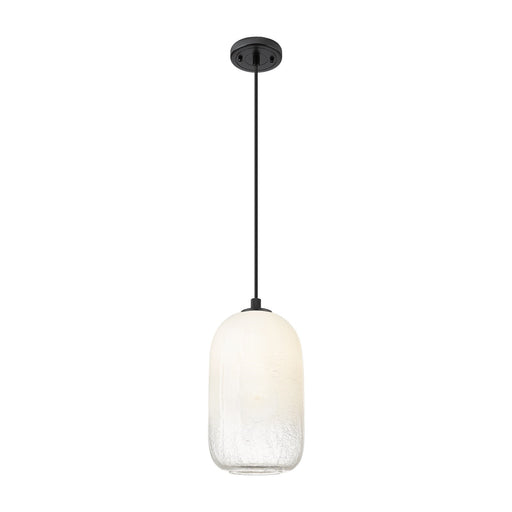 Innovations Brookhaven Cloche 7in 1-Light Pendant | Industrial Matte Black and Opal Glass | Kitchen Island & Dining Room | Model 434-1P-BK-G482-7OP