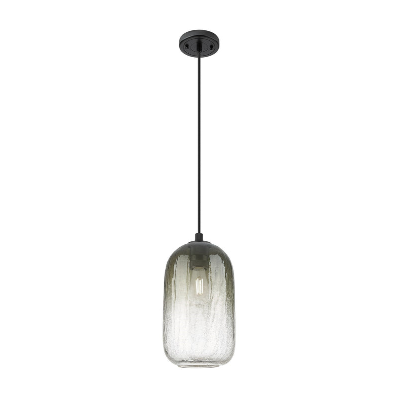 Innovations Brookhaven Cloche 7in 1-Light Pendant | Industrial Matte Black and Slate Glass | Kitchen Island & Dining Room | Model 434-1P-BK-G482-7SL