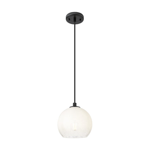 Innovations Brookhaven Globe 8in 1-Light Pendant | Industrial Matte Black and Opal Glass | Kitchen Island & Dining Room | Model 434-1P-BK-G483-8OP