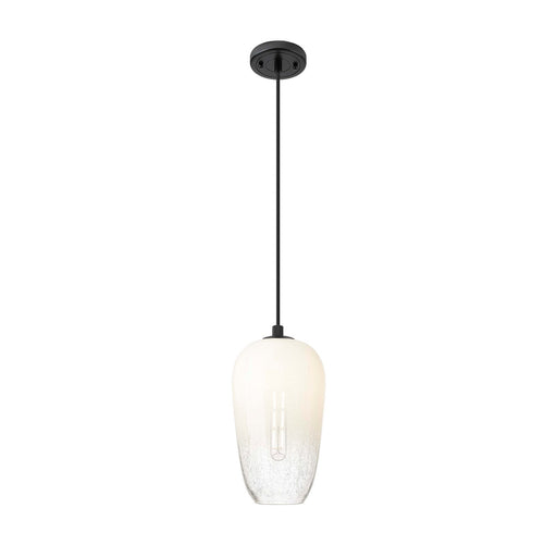 Innovations Brookhaven Flute 7in 1-Light Pendant | Industrial Matte Black and Opal Glass | Kitchen Island & Dining Room | Model 434-1P-BK-G484-7OP