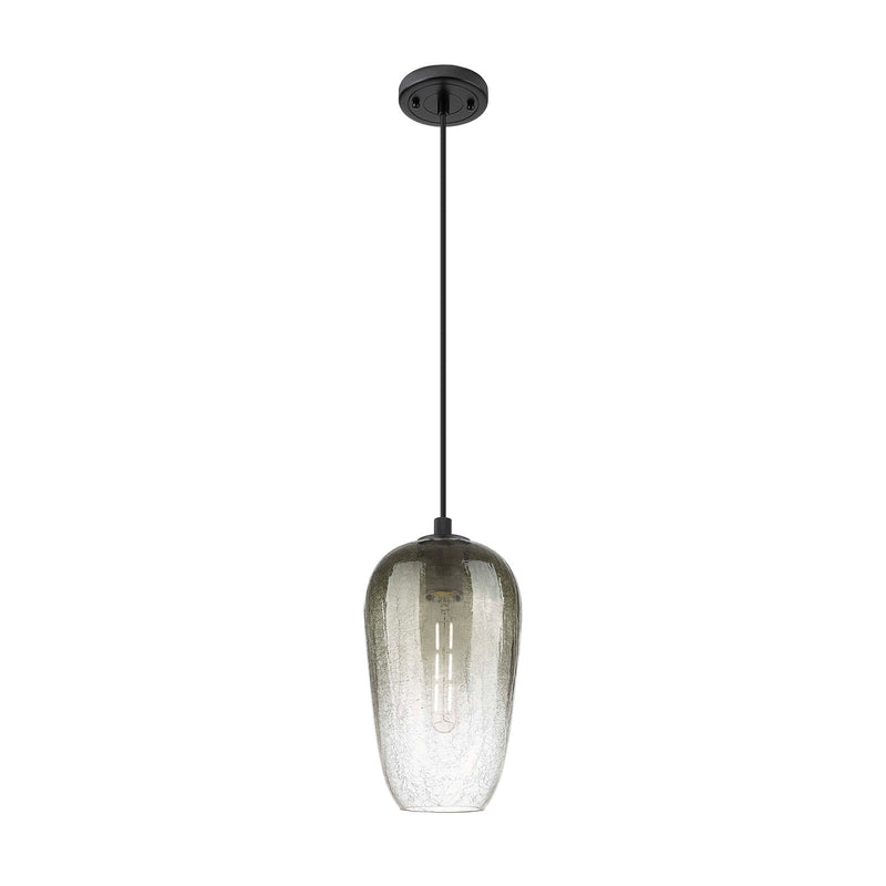 Innovations Brookhaven Flute 7in 1-Light Pendant | Industrial Matte Black and Slate Glass | Kitchen Island & Dining Room | Model 434-1P-BK-G484-7SL