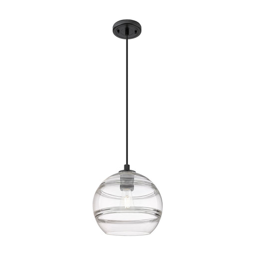 Innovations Rochester 10in 1-Light Pendant | Industrial Matte Black and Clear Glass | Kitchen Island & Dining Room | Model 434-1P-BK-G556-10CL
