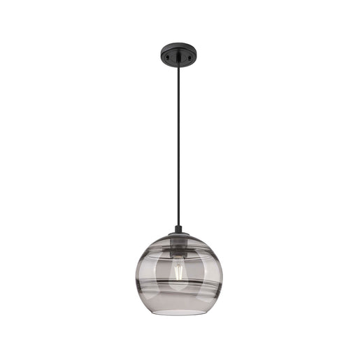 Innovations Rochester 10in 1-Light Pendant | Industrial Matte Black and Light Smoke Glass | Kitchen Island & Dining Room | Model 434-1P-BK-G556-10SM