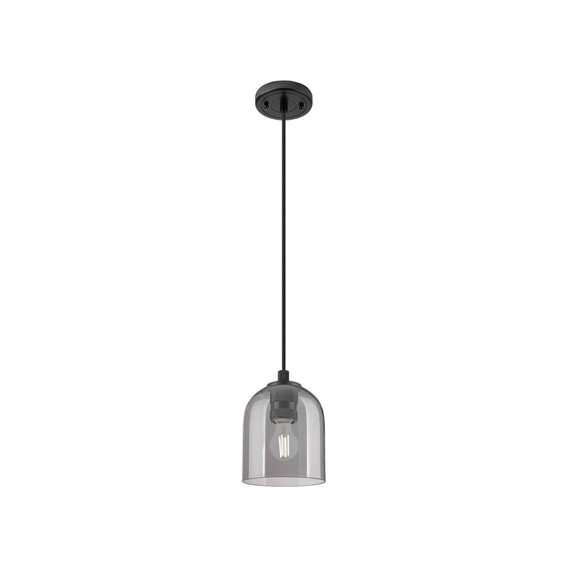 Innovations Bella 5.5in 1-Light Pendant | Industrial Matte Black and Light Smoke Glass | Kitchen Island & Dining Room | Model 434-1P-BK-G558-6SM