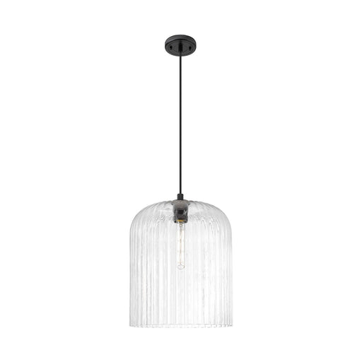 Innovations Crown Point 12in 1-Light Pendant | Industrial Matte Black and Clear Glass | Kitchen Island & Dining Room | Model 434-1P-BK-G559-12CL