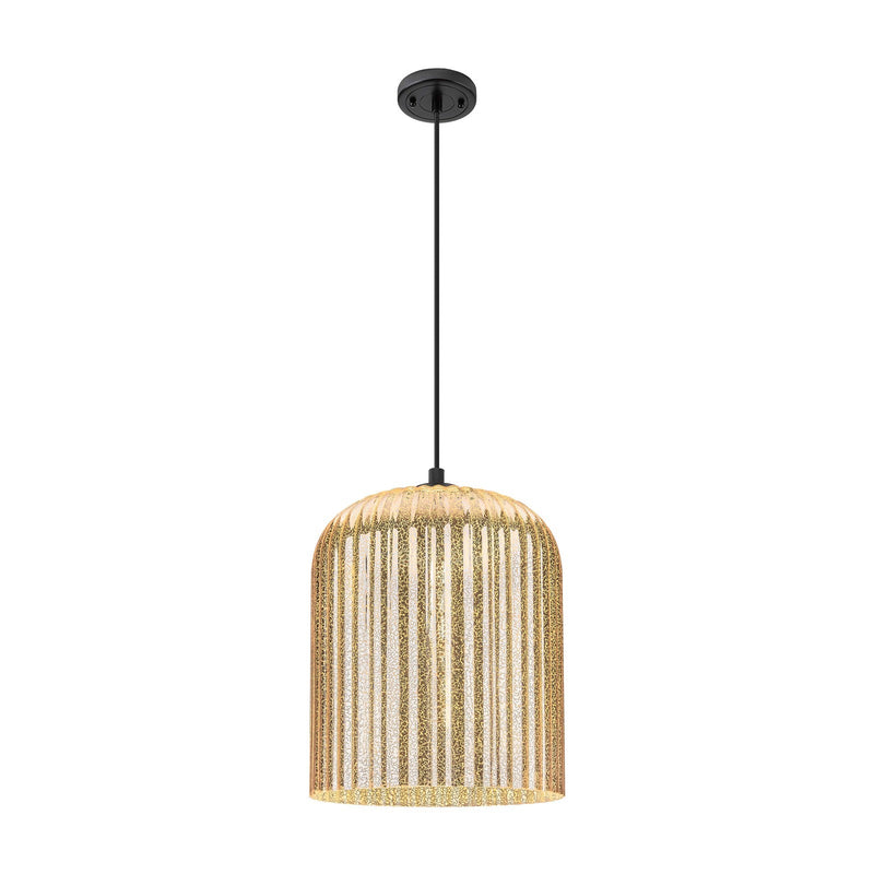 Innovations Crown Point 12in 1-Light Pendant | Industrial Matte Black and Mercury Glass | Kitchen Island & Dining Room | Model 434-1P-BK-G559-12ME