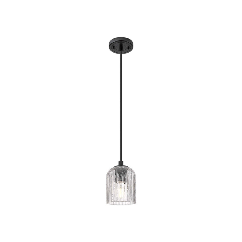 Innovations Crown Point 5in 1-Light Pendant | Industrial Matte Black and Clear Glass | Kitchen Island & Dining Room | Model 434-1P-BK-G559-5CL