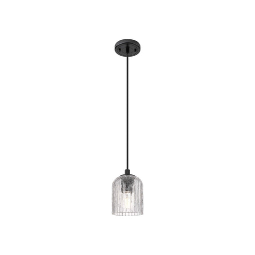 Innovations Crown Point 5in 1-Light Pendant | Industrial Matte Black and Clear Glass | Kitchen Island & Dining Room | Model 434-1P-BK-G559-5CL