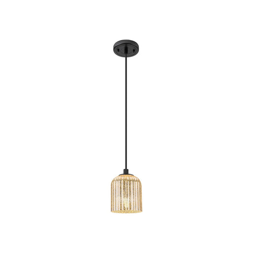 Innovations Crown Point 5in 1-Light Pendant | Industrial Matte Black and Mercury Glass | Kitchen Island & Dining Room | Model 434-1P-BK-G559-5ME