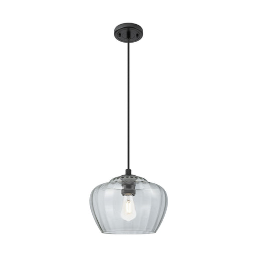 Innovations Fenton 11in 1-Light Pendant | Industrial Matte Black and Clear Glass | Kitchen Island & Dining Room | Model 434-1P-BK-G92-L
