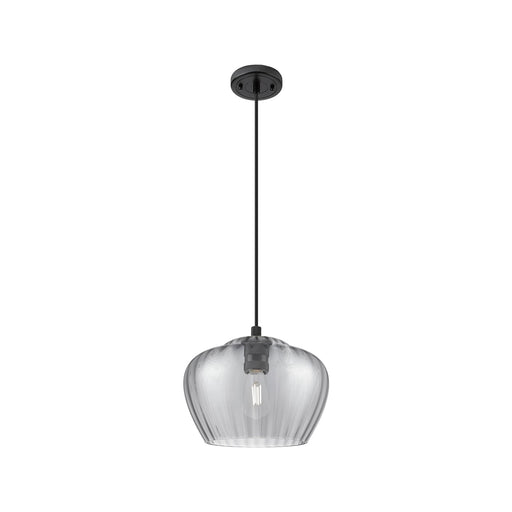 Innovations Fenton 11in 1-Light Pendant | Industrial Matte Black and Light Smoke Glass | Kitchen Island & Dining Room | Model 434-1P-BK-G93-L