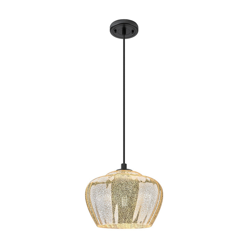 Innovations Fenton 11in 1-Light Pendant | Industrial Matte Black and Mercury Glass | Kitchen Island & Dining Room | Model 434-1P-BK-G96-L
