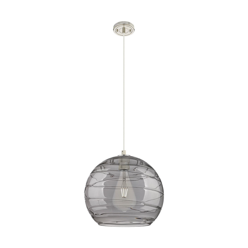 Innovations Athens Deco Swirl 13.75in 1-Light Pendant | Industrial Polished Nickel and Light Smoke Glass | Kitchen | Model 434-1P-PN-G1213-14SM